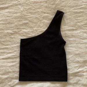 Brand New Black Asymmetrical One Shoulder Crop Top